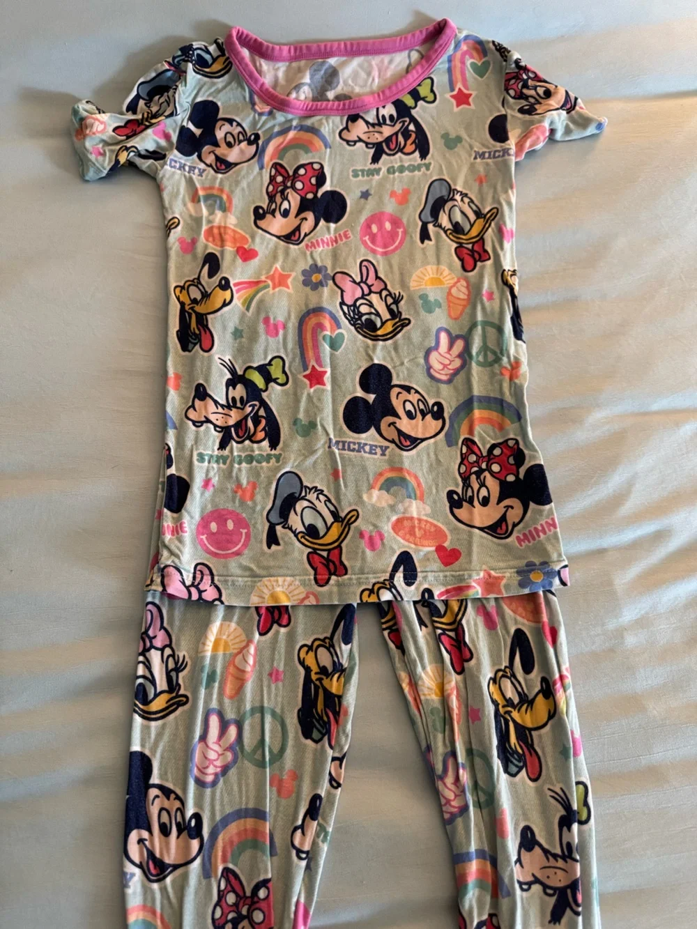 Disney Kids Mickey & Friends Pajama Set in Pink, Blue and Yellow